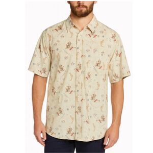 The Saturday Evening Post Shirt Button Up Camp Golf Novelty Print Tan Size 2XLT